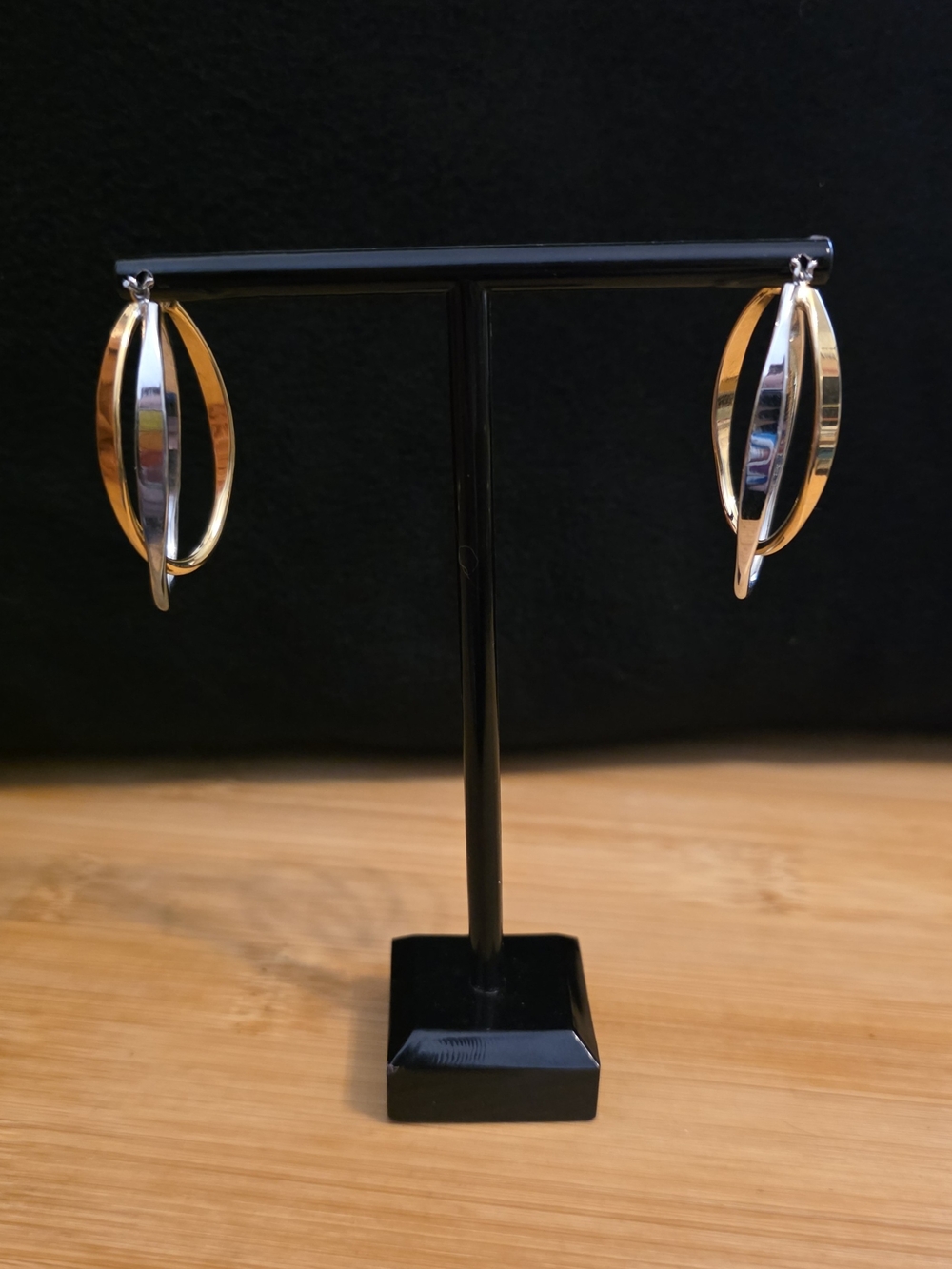 Lia Sophia Two-Tone Gold and Silver Hoop Drop Earrings
